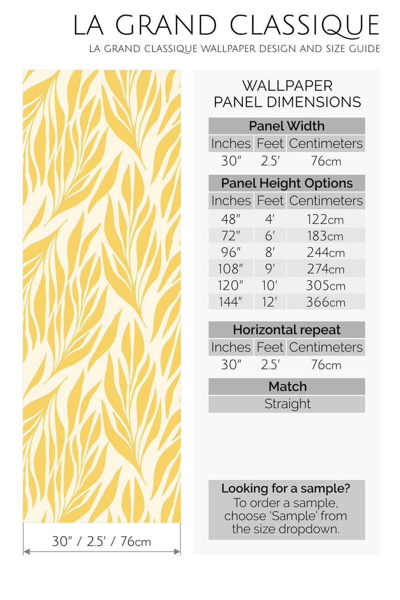 Yellow leaves wallpaper | Removable Peel and Stick wallpaper or Unpasted wallpaper - PVC-Free | Boho Scandi Self-adhesive wallpaper image 4