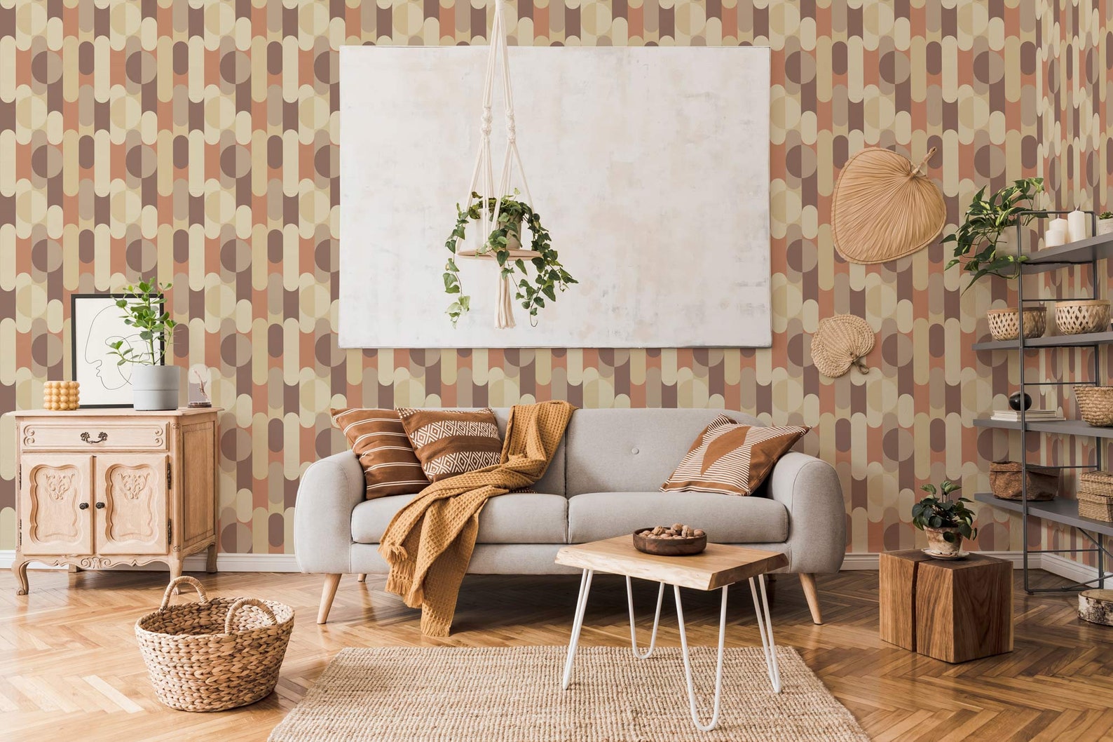 Midcentury Geometric Selfadhesive Wallpaper Removable Peel Etsy