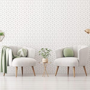 Geometric self-adhesive wallpaper | Hexagon Removable Peel and Stick wallpaper or Unpasted wallpaper - PVC-Free image 9