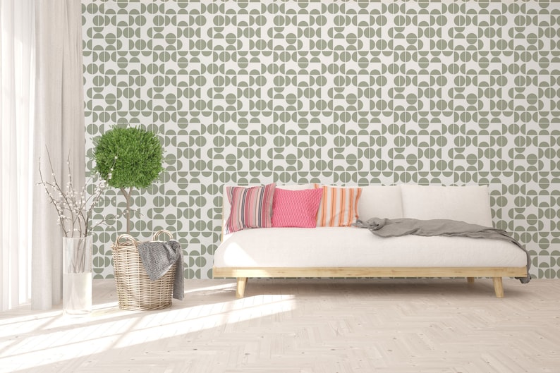 Midcentury Modern Selfadhesive Wallpaper Removable Peel Etsy