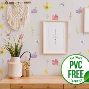 Watercolor floral fantasy wallpaper | Removable Peel and Stick wallpaper or Unpasted wallpaper - PVC-Free | Vintage Self-adhesive wallpaper