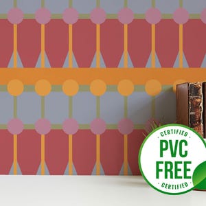 Orange und pinke Retro Explosion Tapete | Ablösbare Tapete oder ungeklebte Tapete - PVC-Frei | Selbstklebende Tapete