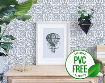 Geometrische Blumen Tapete zum Aufkleben | Marokkanische Fliesen-Faux Abzieh- und Klebetapete oder ungeklebte Tapete - PVC-frei | Geometrisch blumig