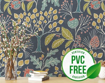Papel pintado de jardín maravilloso / Papel pintado despegable y pegable o papel pintado sin pegar - Sin PVC / Papel pintado autoadhesivo de color oscuro llamativo