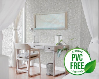 White boho tree wallpaper | Removable Peel and Stick wallpaper or Unpasted wallpaper - PVC-Free | Minimal Neutral Self-adhesive wallpaper