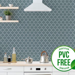 Blaue Kreuz Tapete | Ablösbare Tapete oder ungeklebte Tapete - PVC-Frei | Tile Geometric Selbstklebende Tapete
