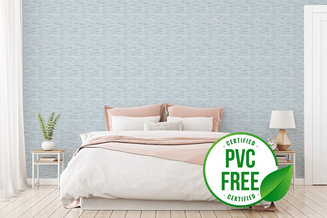 Blue Grasscloth Wallpaper Removable Peel and Stick Wallpaper or