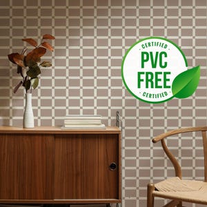 Carta da parati geometrica marrone e beige / Carta da parati staccabile e incollabile rimovibile o carta da parati non incollata - Senza PVC / Carta da parati autoadesiva