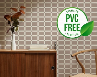 Brown and beige geometric wallpaper | Removable Peel and Stick wallpaper or Unpasted wallpaper - PVC-Free |  Self-adhesive wallpaper