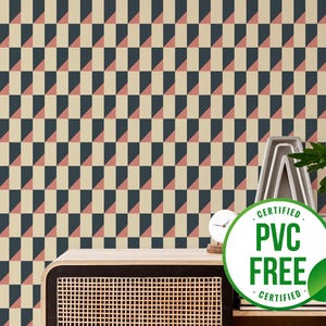 Bunte Vintage Tapete | Ablösbare Tapete oder ungeklebte Tapete - PVC-Frei | Geometric Checker Selbstklebende Tapete