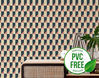 Colorful vintage wallpaper | Removable Peel and Stick wallpaper or Unpasted wallpaper - PVC-Free | Geometric Checker Self-adhesive wallpaper