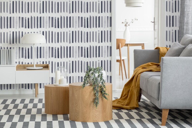 Shades of Navy Blue Selfadhesive Wallpaper Brush Stroke Etsy