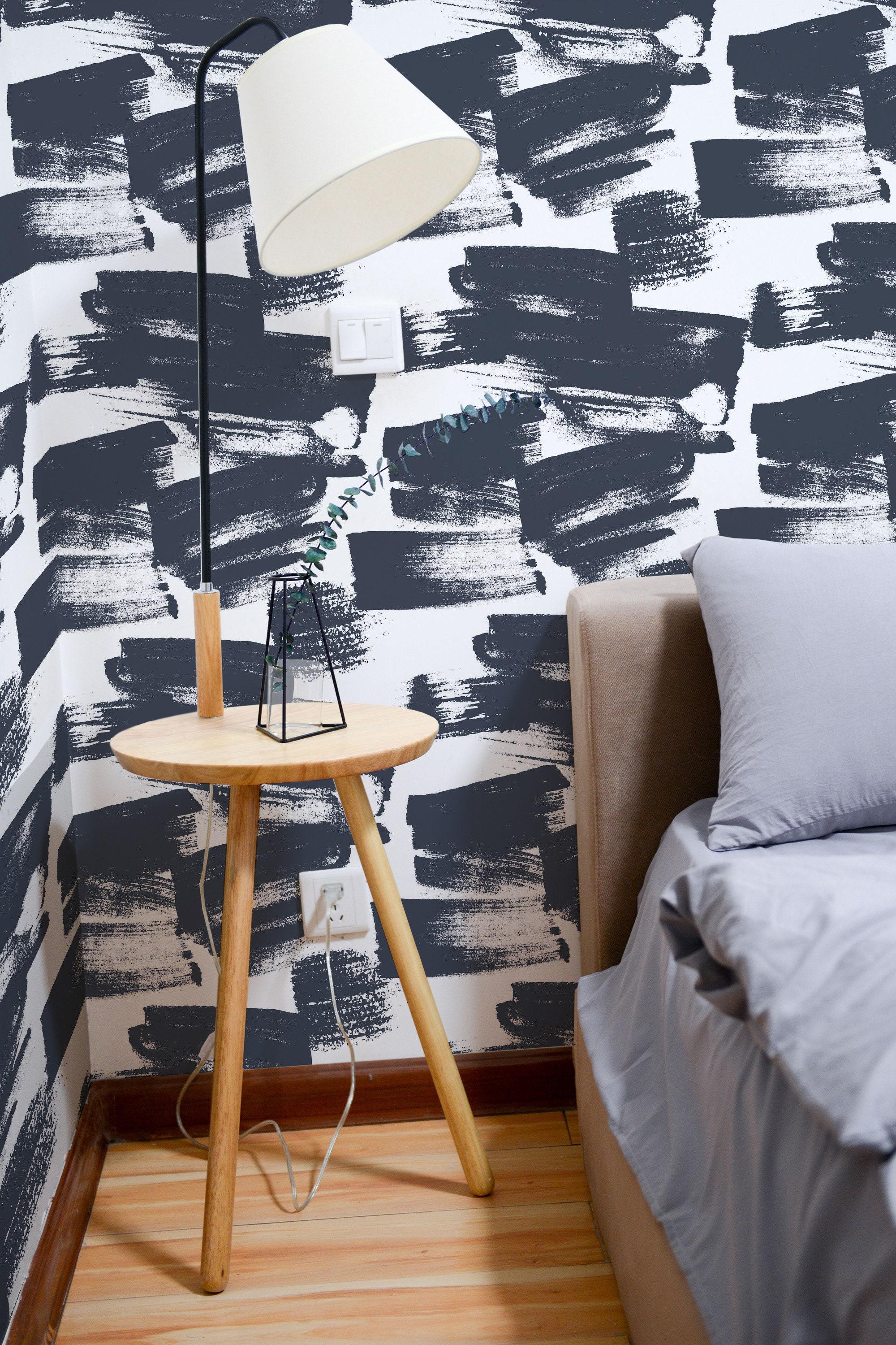 Navy and White Brush Stroke Wallpaper | Removable Peel and Stick ...
