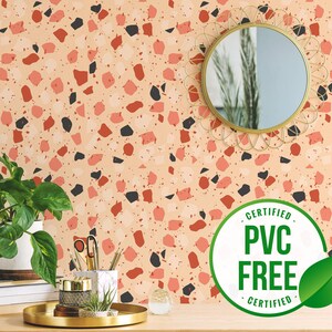 Terrazzo Tapete schälen und aufkleben | Ablösbare Tapete - PVC-Frei