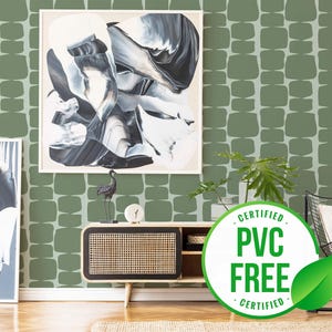 Carta da parati autoadesiva retrò verde / Carta da parati retrò rimovibile stacca e attacca - Materiale senza PVC e inchiostri ecologici