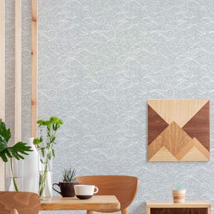 Coastal wallpaper | Ocean Wave Removable Peel and Stick wallpaper or Unpasted wallpaper - PVC-Free | Nautical Abstract Design image 8