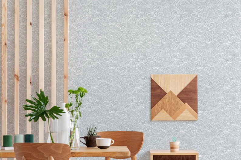 Coastal wallpaper | Ocean Wave Removable Peel and Stick wallpaper or Unpasted wallpaper - PVC-Free | Nautical Abstract Design image 8