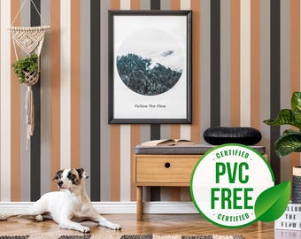 Striped wallpaper | Classic Removable Peel and Stick wallpaper or Unpasted wallpaper - PVC-Free | Stripes Self-adhesive wallpaper
