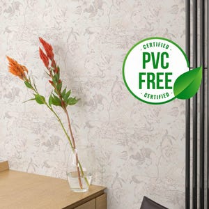 Neutral floral wallpaper | Removable Peel and Stick wallpaper or Unpasted wallpaper - PVC-Free | Plant Farmhouse Self-adhesive wallpaper