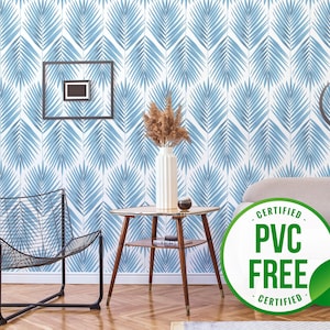Tropical leaf wallpaper | Coastal Peel and Stick wallpaper or Unpasted wallpaper - PVC-Free | Leaf Self-adhesive wallpaper