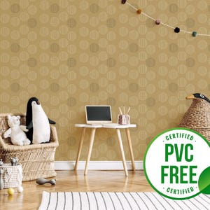 Gelbe Kreise Wallpaper | Ablösbare Tapete oder ungeklebte Tapete - PVC-Frei | Geometrisch Neutral Selbstklebende Tapete