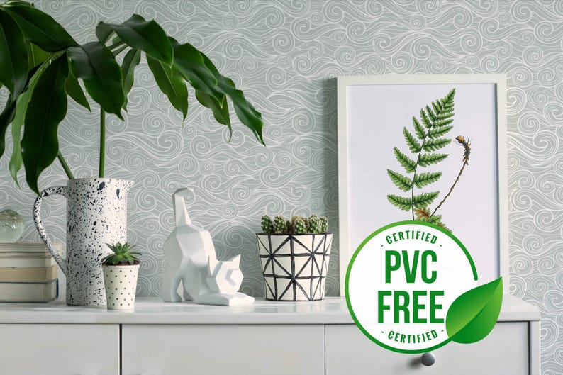 Coastal wallpaper | Ocean Wave Removable Peel and Stick wallpaper or Unpasted wallpaper - PVC-Free | Nautical Abstract Design image 1