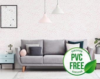 Pink speckled self-adhesive wallpaper | Dot removable peel and stick wallpaper - PVC-Free material & Eco-friendly Inks