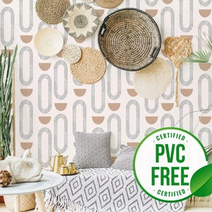 Abstrakte Boho Kreise selbstklebende Tapete | Ablösbare Tapete oder ungeklebte Tapete - PVC-Frei