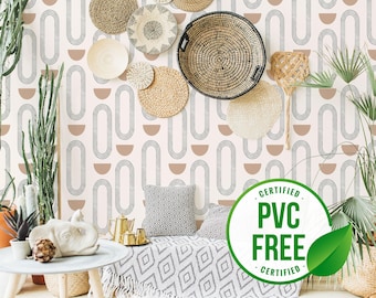 Abstract boho circles self-adhesive wallpaper | Removable Peel and Stick wallpaper or Unpasted wallpaper - PVC-Free