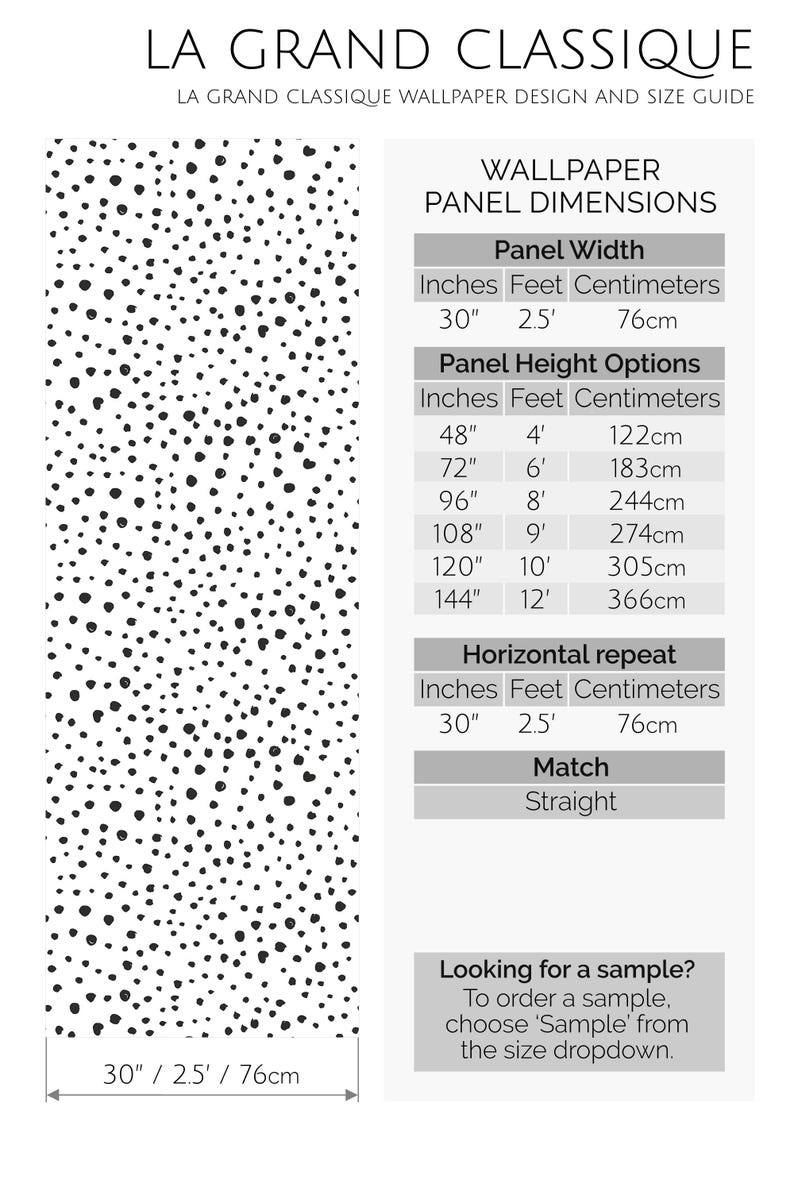 Speckled dot self-adhesive wallpaper | Black and white polka dot Removable Peel and Stick wallpaper or Unpasted wallpaper - PVC-Free image 4