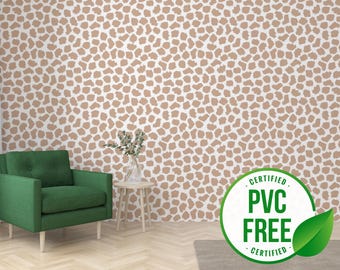 Beige painted dots wallpaper | Removable Peel and Stick wallpaper or Unpasted wallpaper - PVC-Free | Neutral Self-adhesive wallpaper