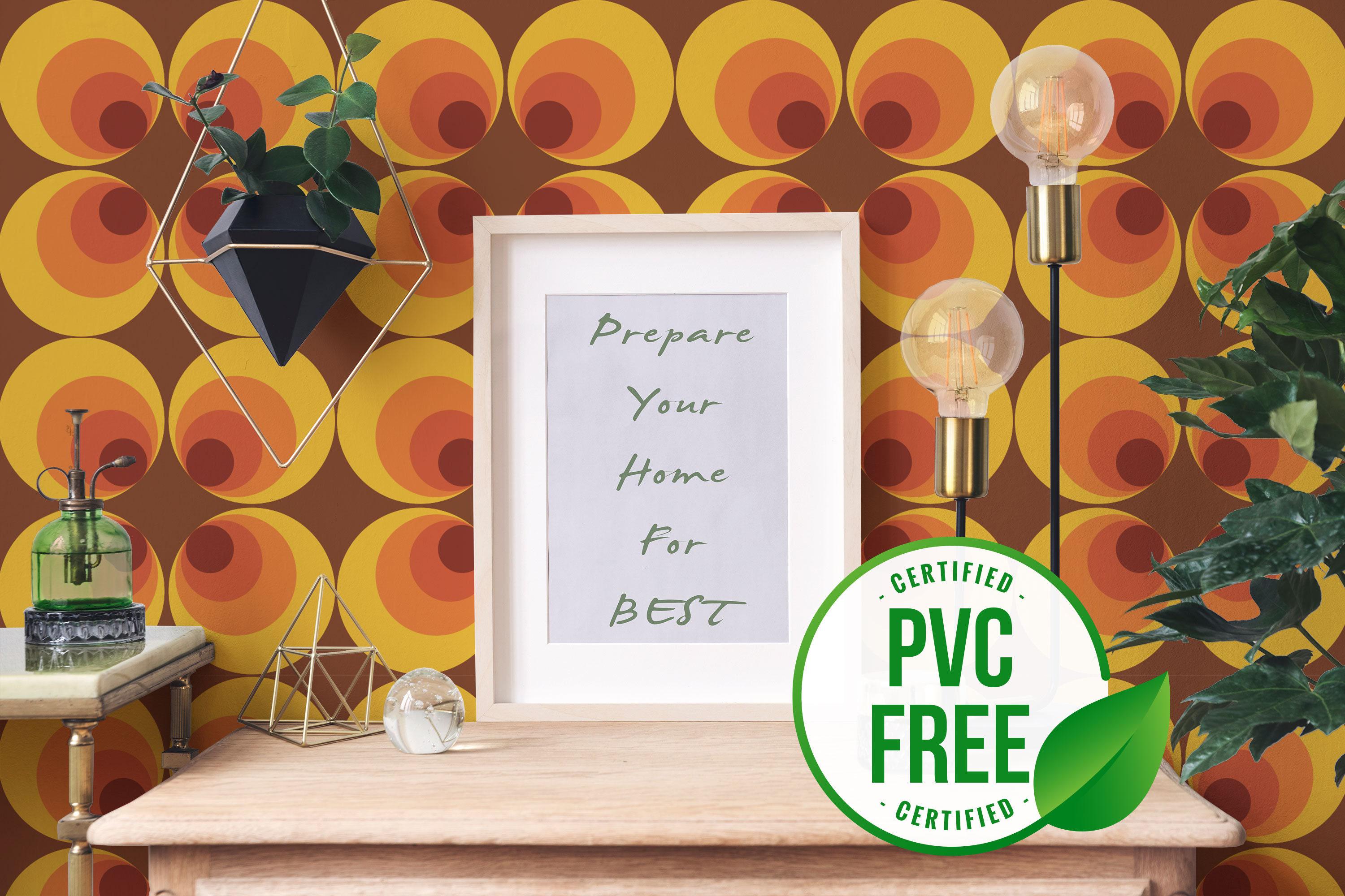 Spoonflower Peel And Stick Removable Wallpaper - Orbs Starburst White Orange Print, 24in X 108in Roll - View #5