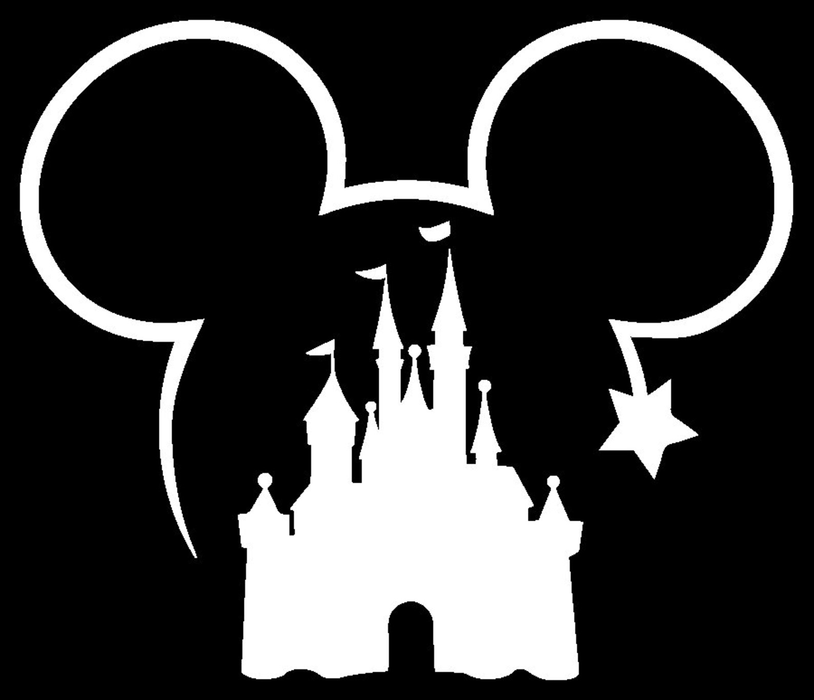 Mickey and Castle White Vinyl Sticker Disney Castle Decal for Etsy