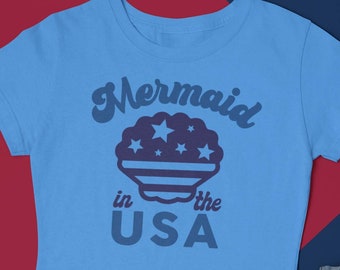 Patriotic Mermaid SVG, USA 4th of July, Girl Mermaid PNG (Digital Download)