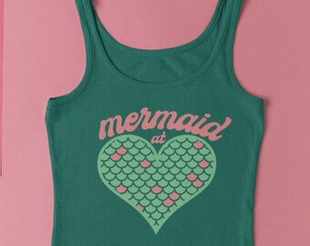 Mermaid at Heart, Mermaid Girl Svg, Mermaid Scales Svg, Beach Shirt Design, Girls Trip Shirt Svg, Summer Vacation Svg, Mermaid Tail Svg
