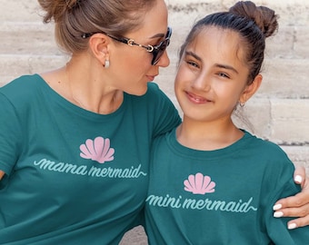Mother Daughter Svg, Mini Mermaid, Mommy Me Svg, Girl Mermaid Shirt Svg, Shell Svg, Mothers Day Gift Png, Matching Shirts Svg, Mom Me Svg