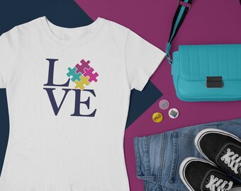 Love Autism Puzzle Svg, Puzzle Piece Svg, Autism Awareness Shirt Design, Autism Mom Cut File, Autism Love Png, Autism Quote Clipart