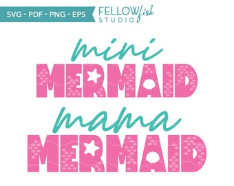 Mommy and Me Svg, Mom Mermaid, Mini Mermaid, Mermaid Cut File, Matching Shirts Png, Mother Daughter Svg, Mermaid Shirt Svg, Mermaid Png