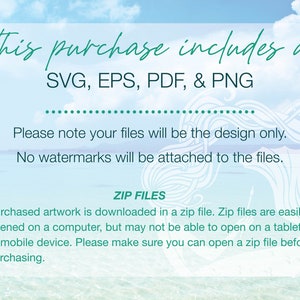 This purchase includes SVG, EPS, PDF, & PNG.
ZIP FILES: Purchased artwork is downloaded in a zip file. Zip files are easily opened on a computer, but may not be able to open on a tablet or mobile device.
