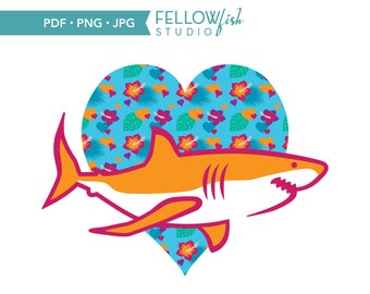 Floral Hai Png, Strand Urlaub Shirt Design (digitaler Download)