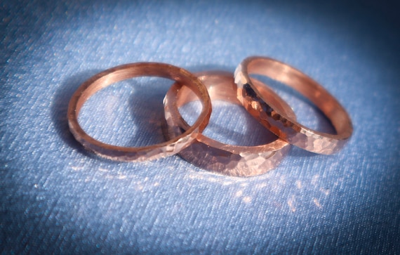 HAMMERED COPPER RINGS - Sparkling Ring - Boho Style Ring - Healing Ring - Ring For Husband - Ring For Wife - Copper Jewelry