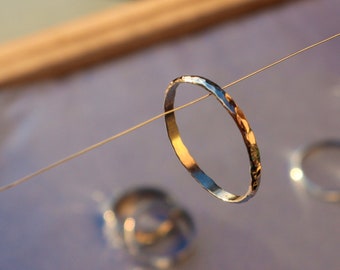 Hammered MINIMAL SILVER RING - Unique Style Ring - Dainty Silver Ring - Ring For Girlfriend - Silver Band Ring - Sterling Silver Ring
