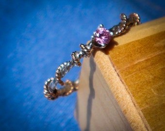 Pink Diamond Gold and Sterling Silver Twist Ring, Engagement Ring, Promise Ring, Wedding Ring, Anniversary Ring, Bridesmaid Gift, Pageantry