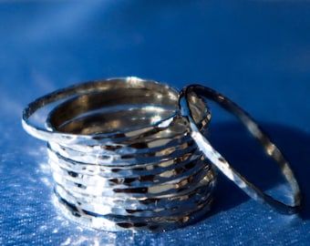 Set of 2 THIN SILVER RING - Unique Style Ring - Dainty Silver Ring - Ring For Girlfriend - Silver Band Ring - Sterling Silver Ring