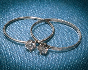 SILVER DIAMOND RING - Unique Style Ring - Dainty Silver Ring - Ring For Girlfriend - Silver Band Ring - Sterling Silver Ring -Minimal Silver