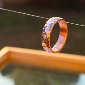 HAMMERED COPPER RING - Sparkling Ring - Boho Style Ring - Men Adjustable Ring - Ring For Husband - Copper Jewelry -Thick Ring