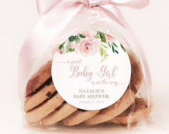 Stickers baby shower C'est une fille, étiquettes cadeaux personnalisées, autocollants de remerciement, étiquettes florales baby shower, Stickers cadeaux baby shower PFB1