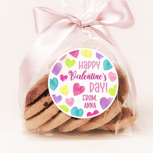 Valentine&#39;s Day Stickers, Girls Valentine Favor Stickers, Heart Valentines Favor Labels, Happy Valentines Day Sticker, Personalized Stickers