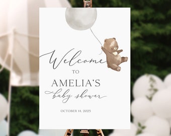 Teddy Bear Baby Shower Welcome Sign, We Can Bearly Wait Baby Shower Sign, Teddy Bear Welcome Sign, Gender Neutral, Bear Baby Shower Decor