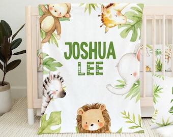 Personalisierte Babydecke, Safari Babydecke, Baby Namensdecke, Baby Shower Geschenk, Safari Kinderzimmer, Safari Bettdecke, Baby Jungen Decke